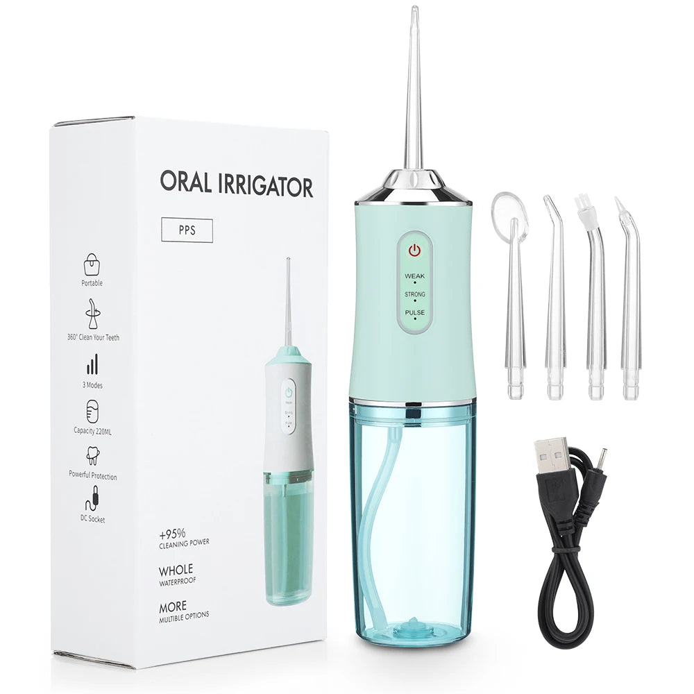 Portable Oral Irrigator – USB Rechargeable Water Flosser with 4 Jet Tips