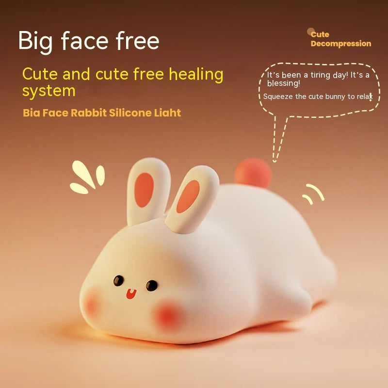 Cute LED Touch Sensor Rabbit Night Light – Silicone Bedside Lamp for Kids