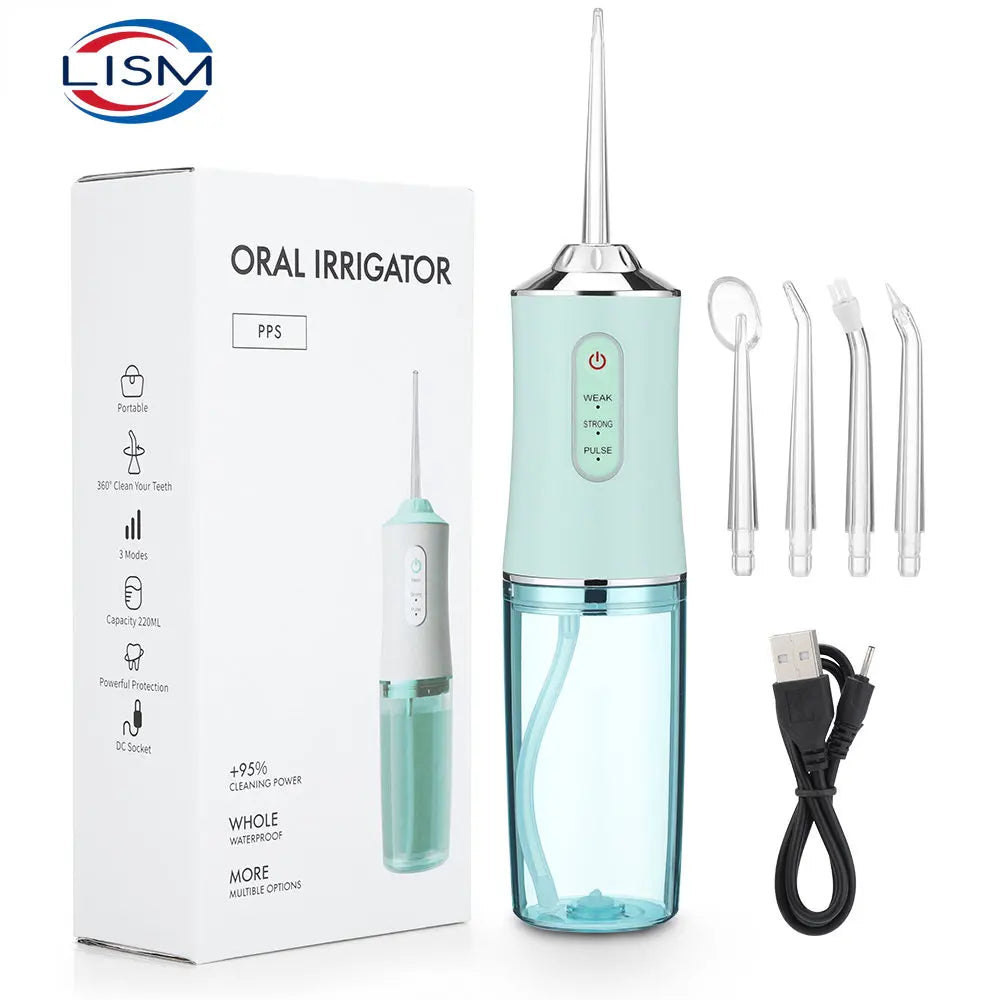 Portable Oral Irrigator – USB Rechargeable Water Flosser with 4 Jet Tips