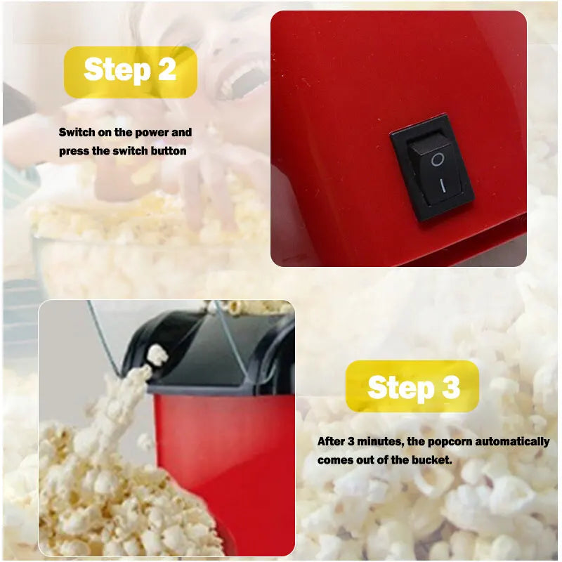 220V Mini Electric Popcorn Maker – Fully Automatic Home Kitchen Appliance