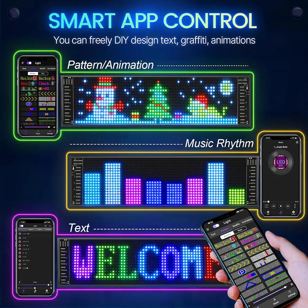 Dynamic Devil's Eye LED Display – Bluetooth-Controlled Scrolling Ads for Your Ride!