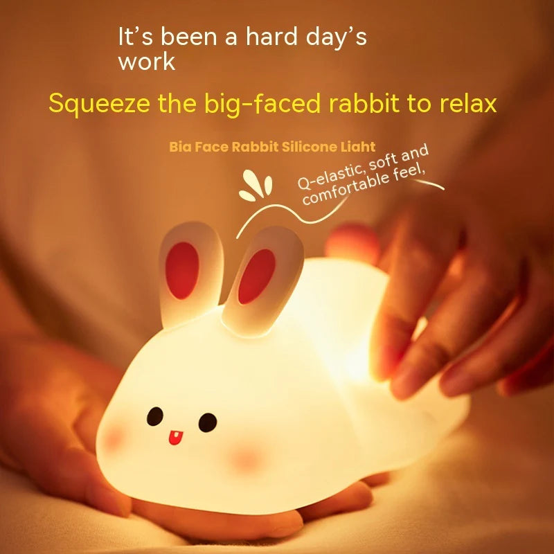 Cute LED Touch Sensor Rabbit Night Light – Silicone Bedside Lamp for Kids